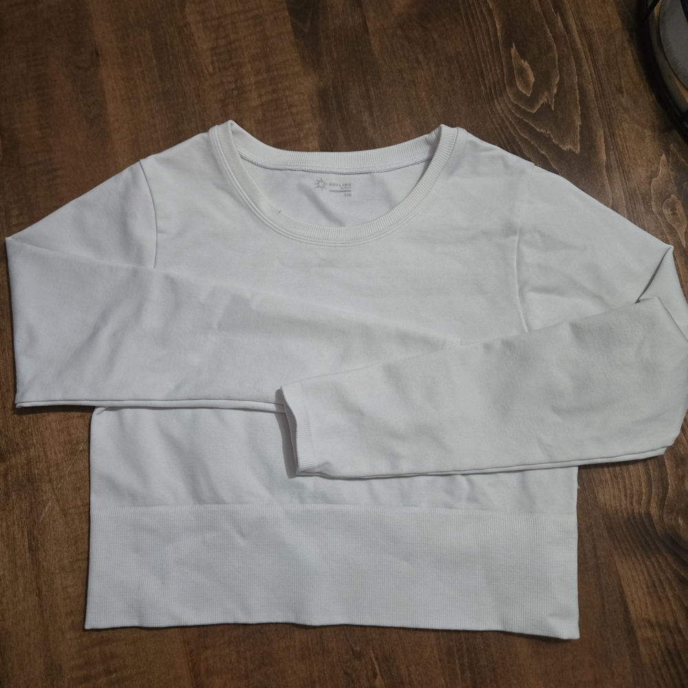 Offline By Aerie White Long Sleeve Crop Top